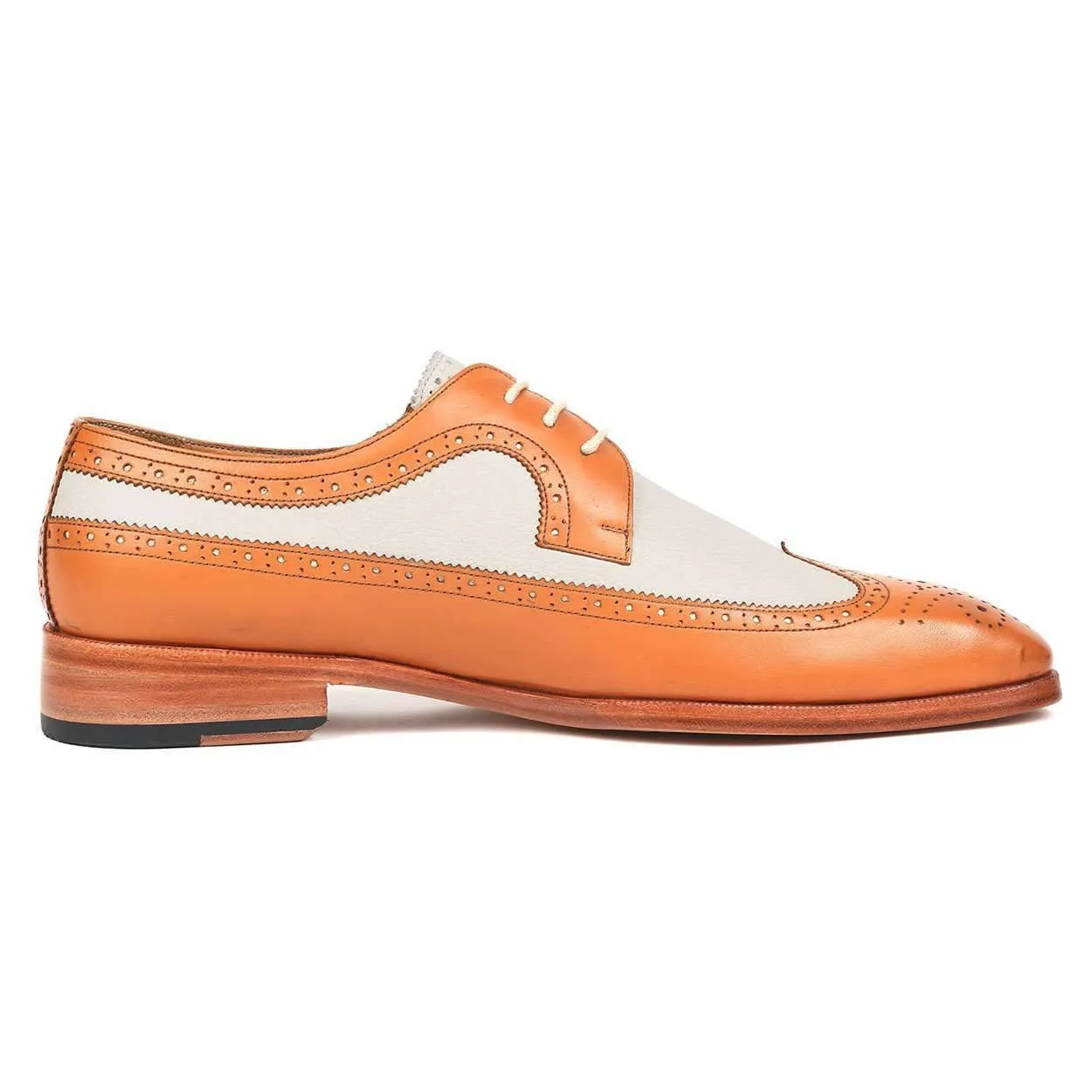 Paul Parkman Men's Cognac and Cream Calf-Skin Wingtip Derby Oxfords 924CC55 (PM6122)