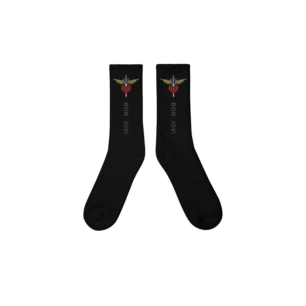Rose and Dagger Black Socks