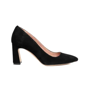 [SAMPLE] Black Suede Block Heel Pump
