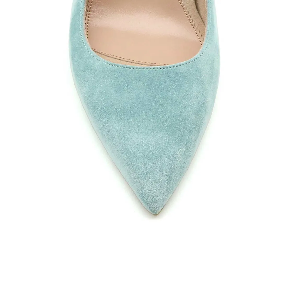 [SAMPLE] Blue Breeze Suede Kitten Heel