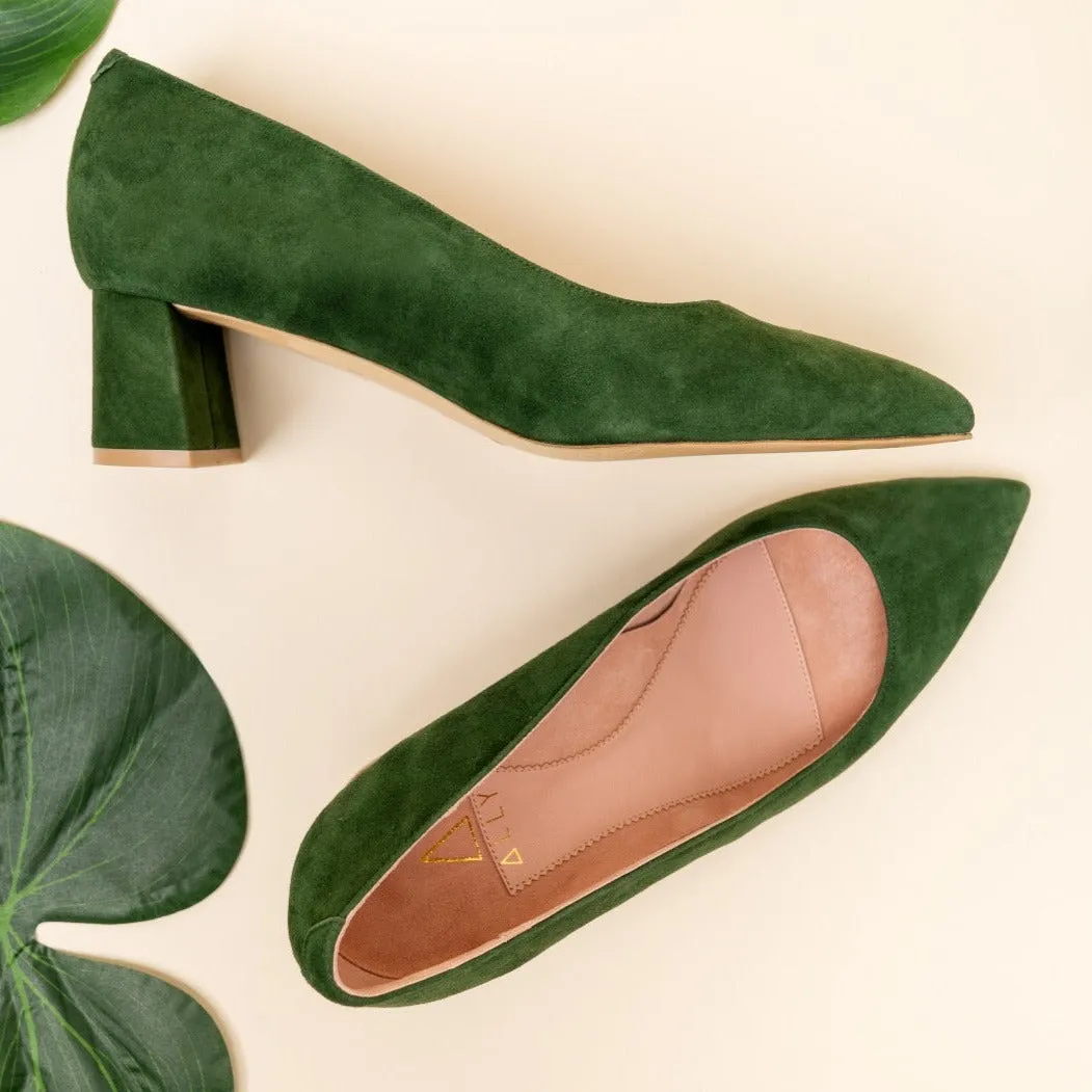 [SAMPLE] Emerald Suede Lower Block Heel Pump