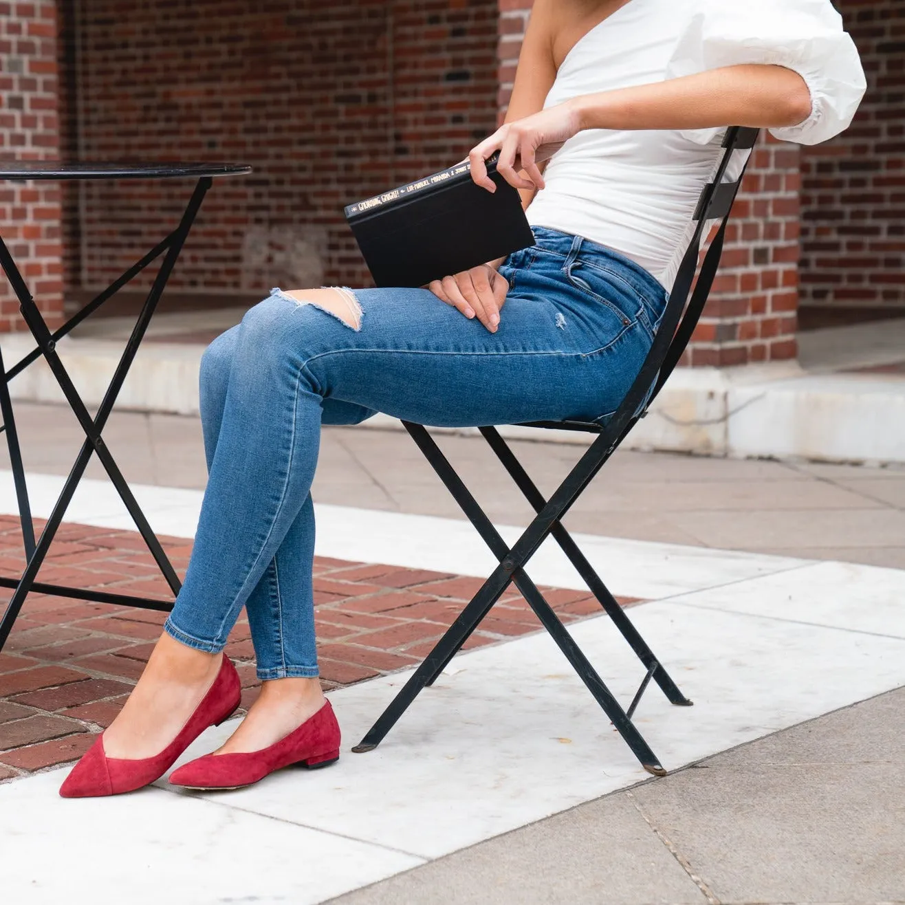 [SAMPLE] Gutsy Garnet Suede Flat