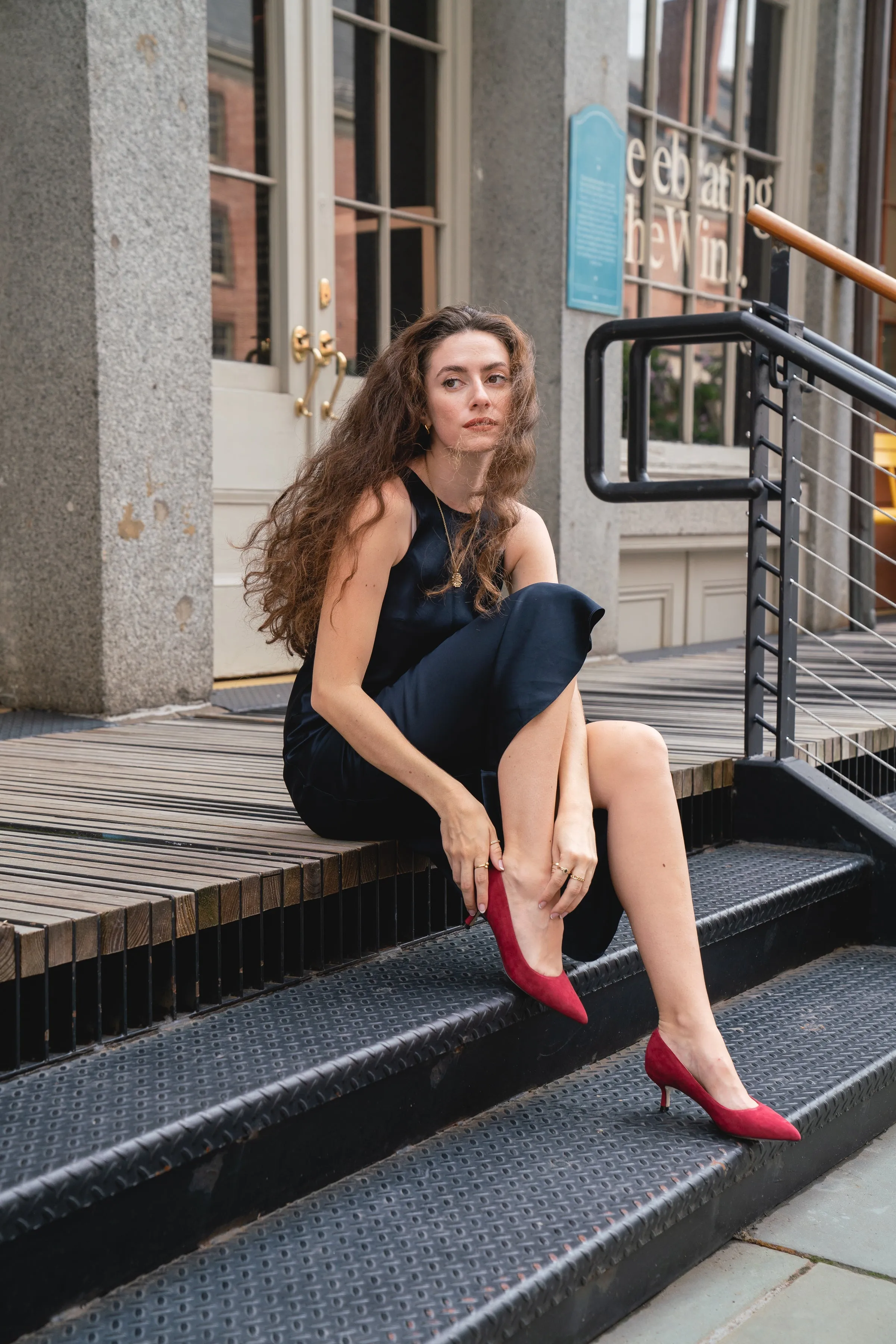 [SAMPLE] Gutsy Garnet Suede Kitten Heel