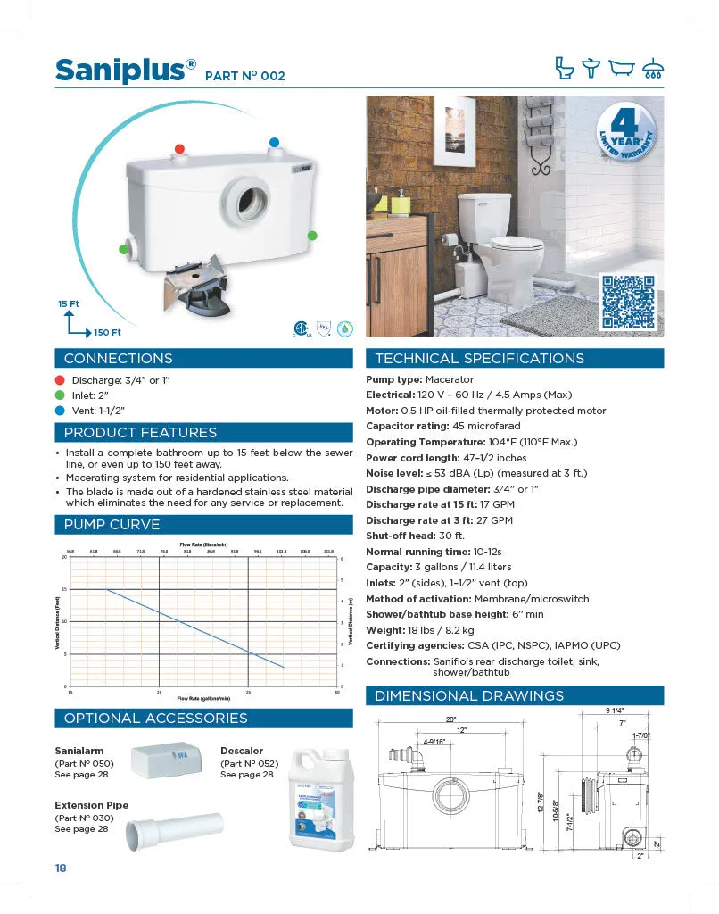 Saniflo 002 Saniplus Macerating Pump Only