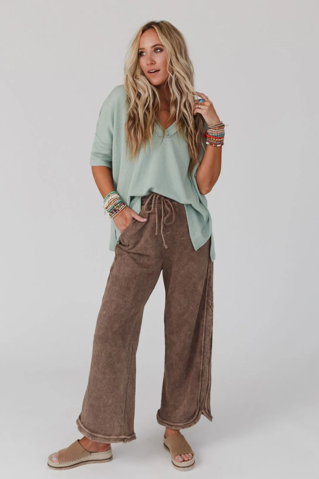 So Comfy Wide Leg Pant Full Length - Mocha