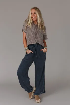 So Comfy Wide Leg Pant Full Length - Navy