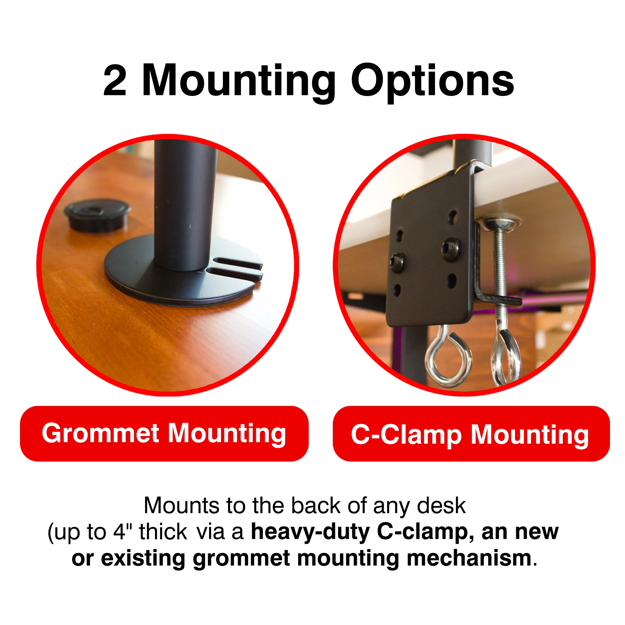 Standard Dual Monitor Mount,  Oversized for 2 LED-LCD Computer Monitors Up to 32"