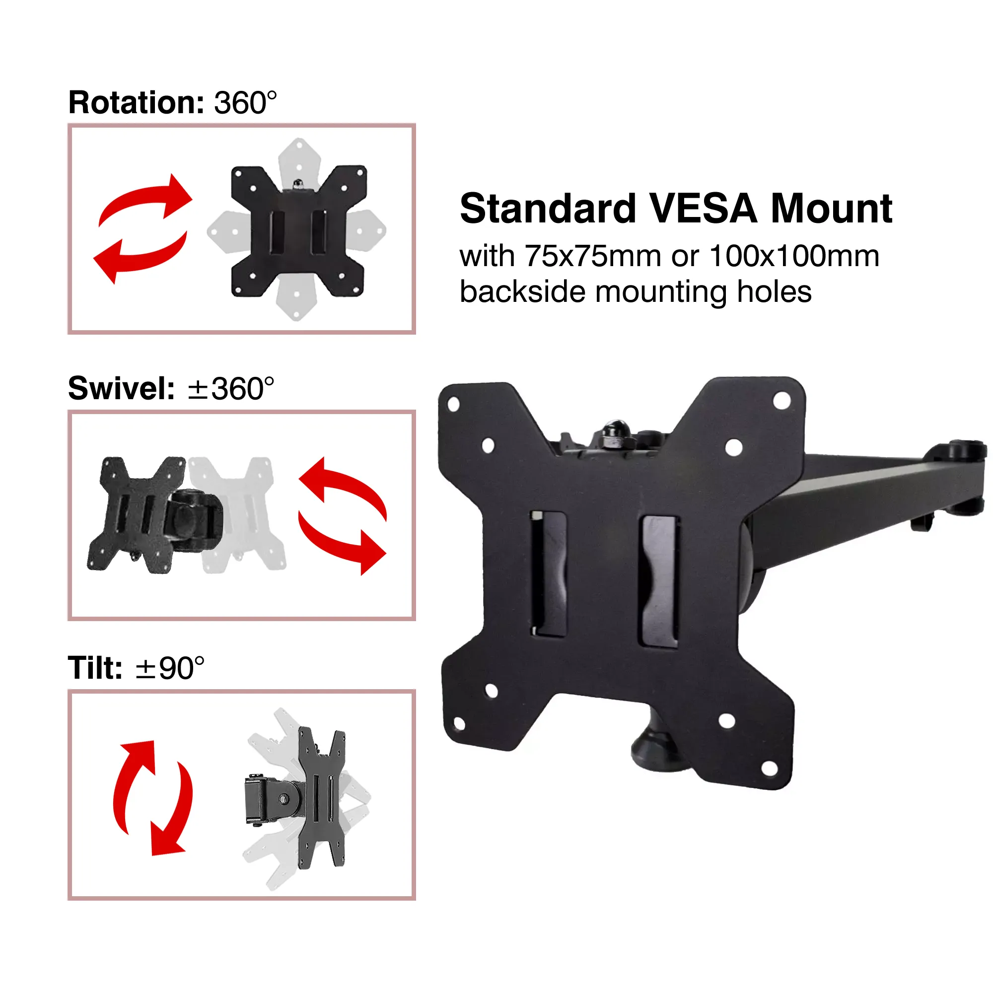 Standard Dual Monitor Mount,  Oversized for 2 LED-LCD Computer Monitors Up to 32"