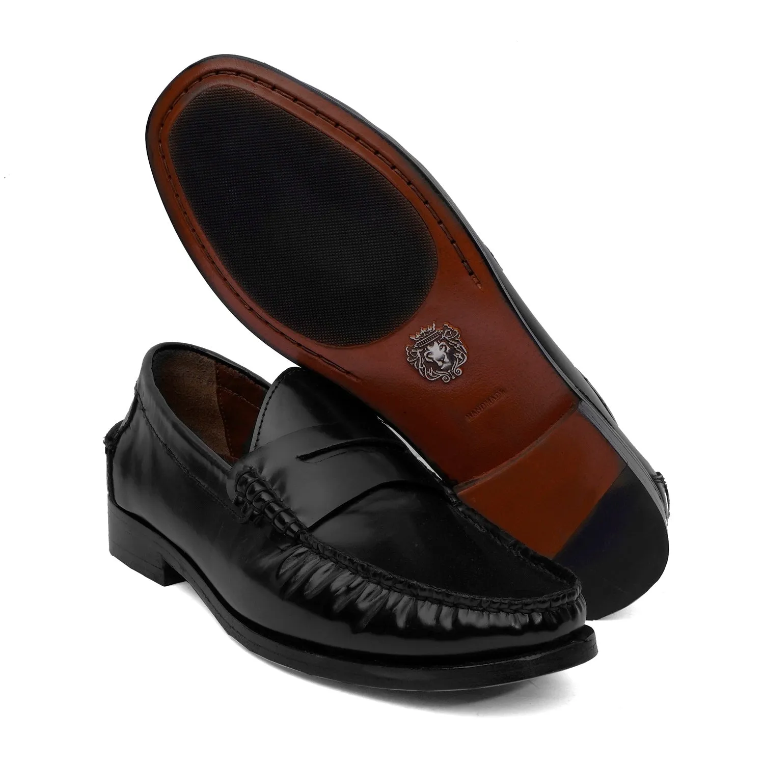 Stitched Loafer in Genuine Black Leather