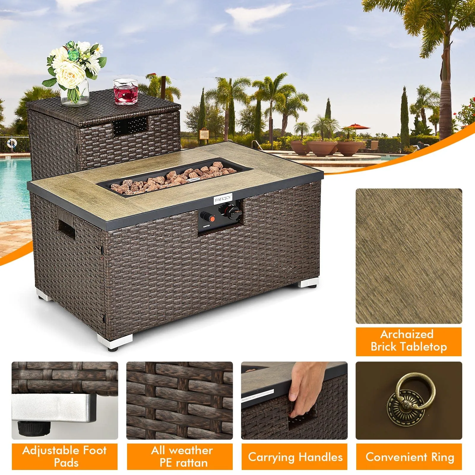 Tangkula 8 Piece Outdoor Wicker Sofa Set, Patio Rattan Conversation Set