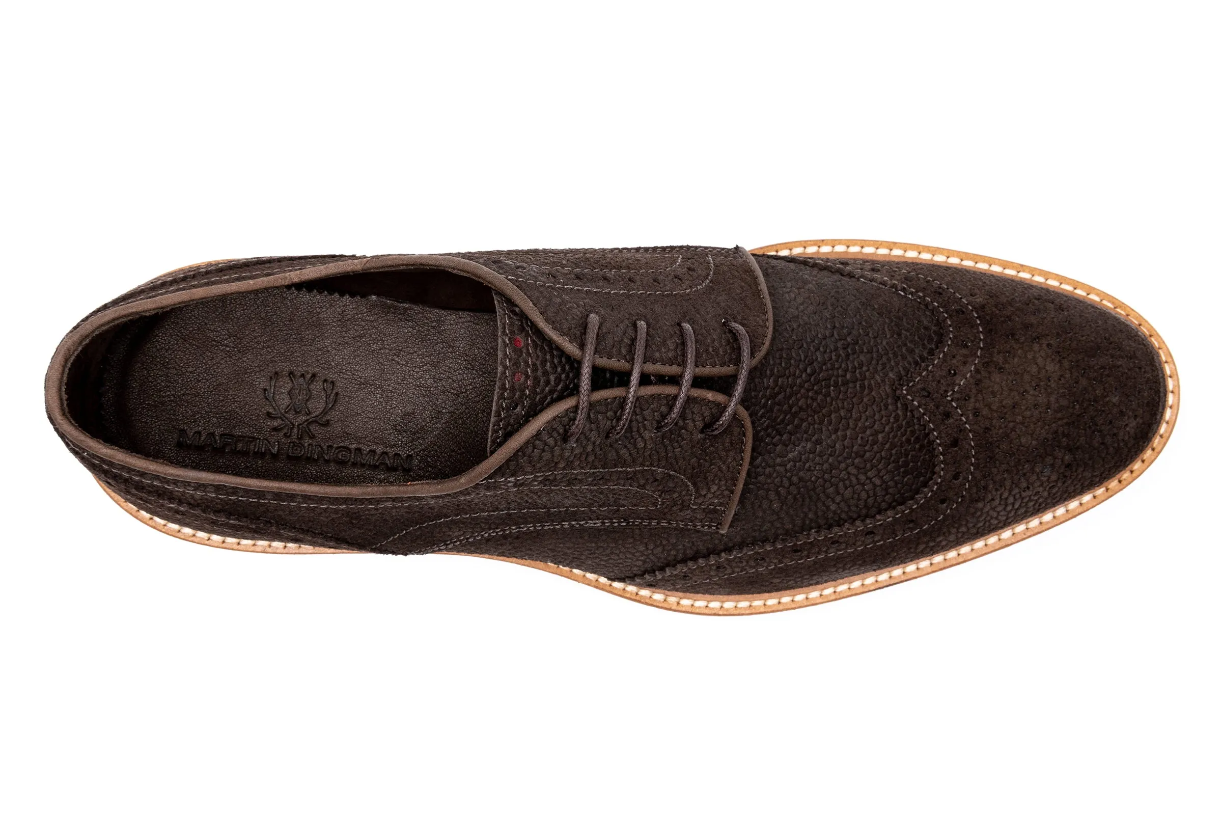 Tuscan Italian Calf Suede Wingtip - Walnut