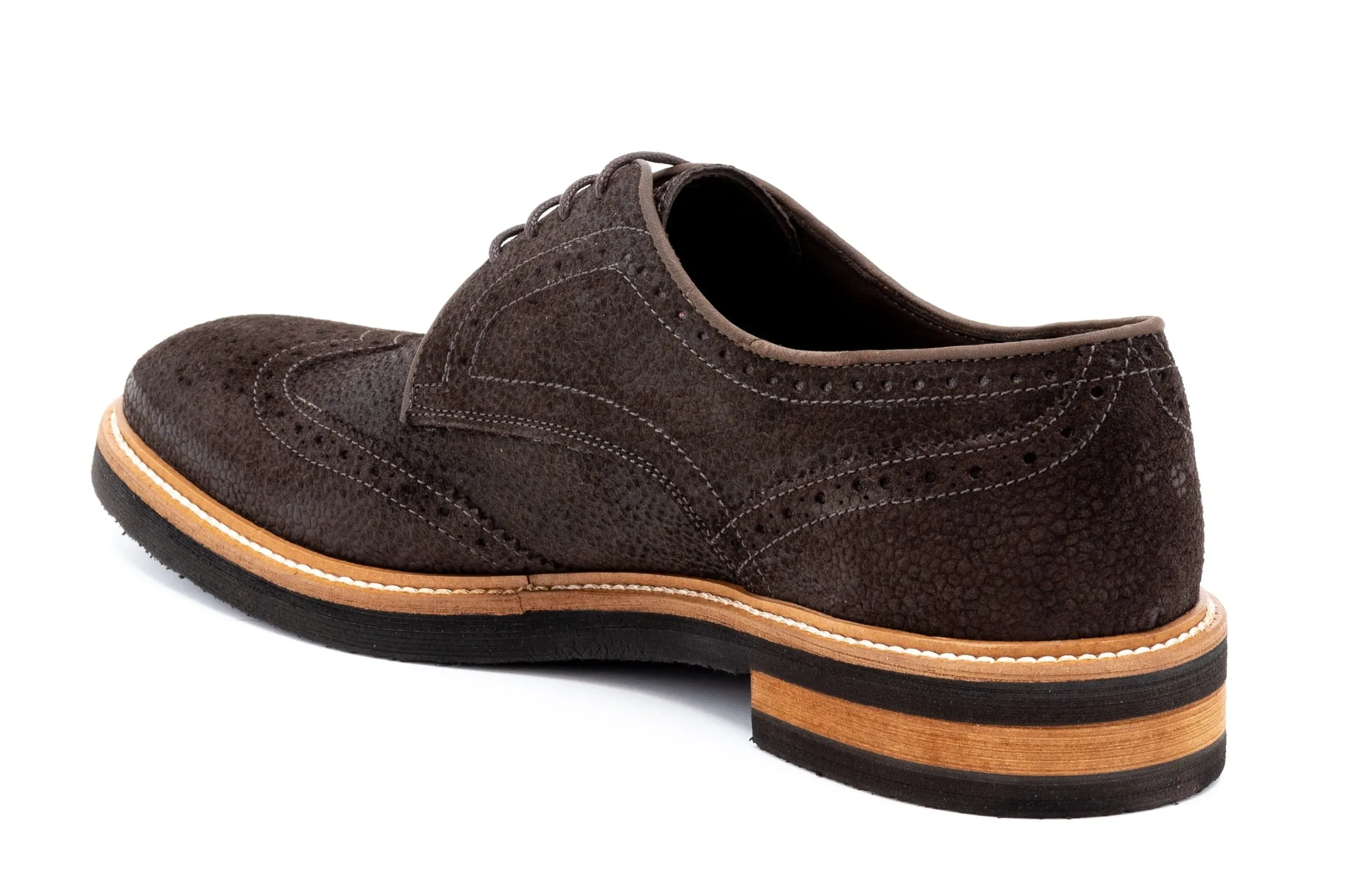 Tuscan Italian Calf Suede Wingtip - Walnut