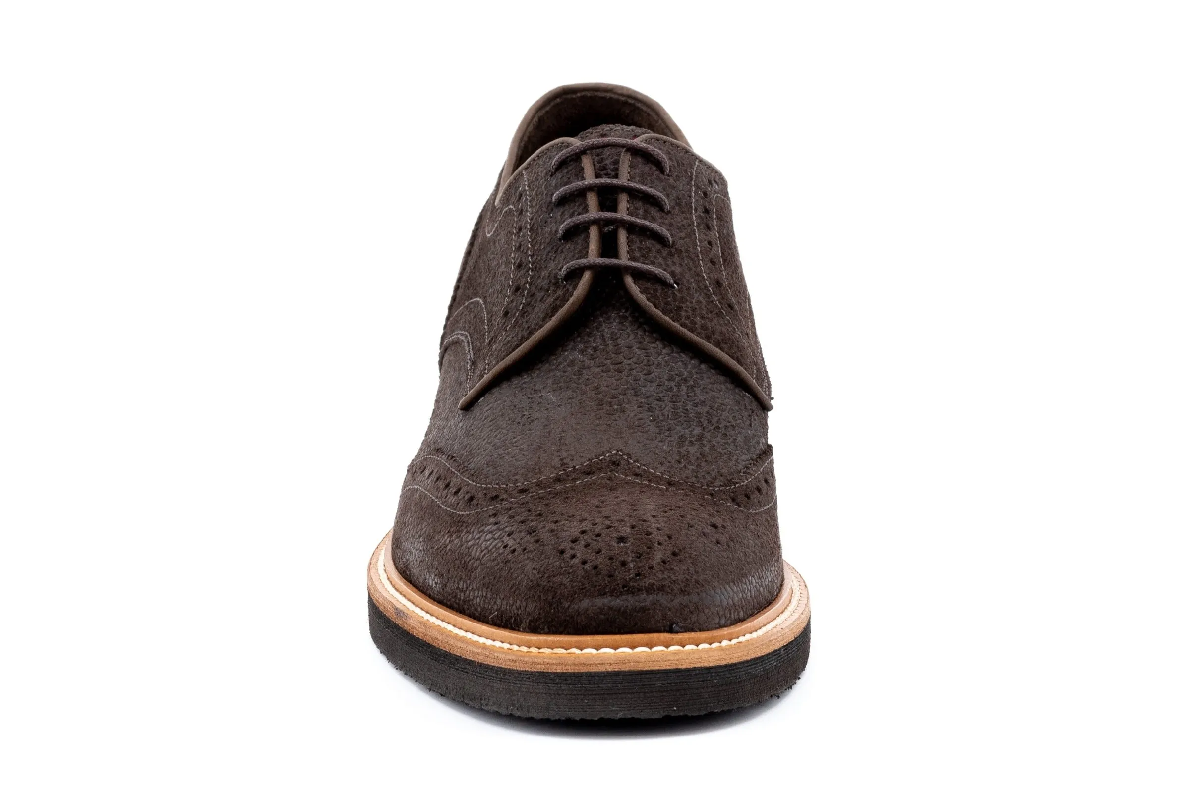 Tuscan Italian Calf Suede Wingtip - Walnut