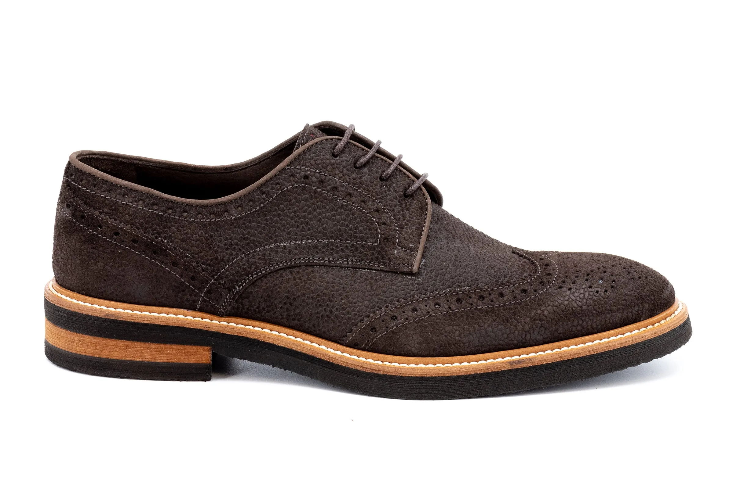 Tuscan Italian Calf Suede Wingtip - Walnut
