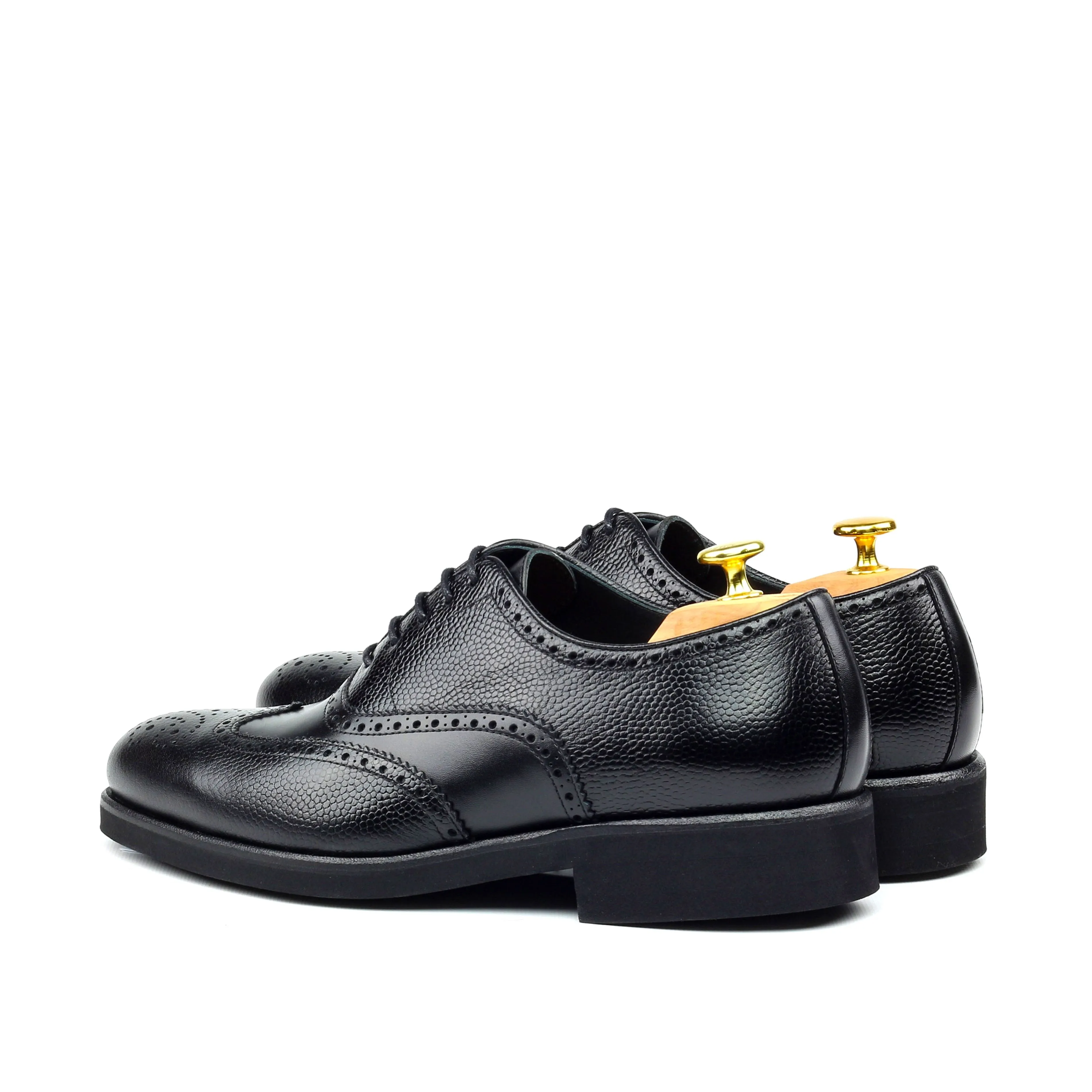 Unique Handcrafted Classic Black Box Calf Wingtip Oxford w/ Full Brogue by Le Ruux